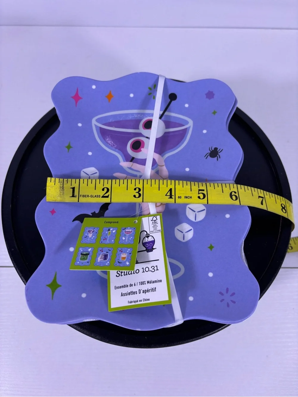 NWT Studio 10.31 Halloween Platter & 6 Appetizer Plates Spooky Cocktail Set